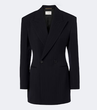 Chalk stripe double-breasted wool blazer | Saint Laurent