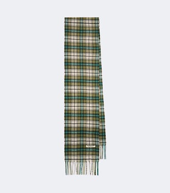 Checked fringed cashmere scarf | Auralee