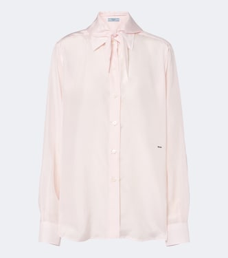Tie-neck silk poplin blouse | Prada