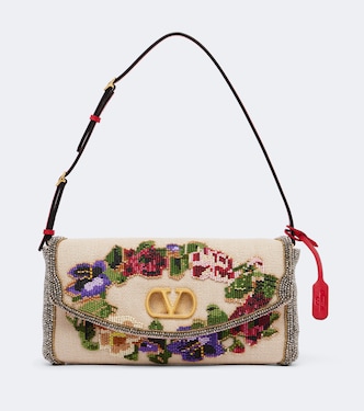 DeVain Small floral beaded shoulder bag | Valentino Garavani