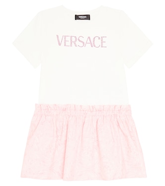 Logo cotton-blend dress | Versace Kids