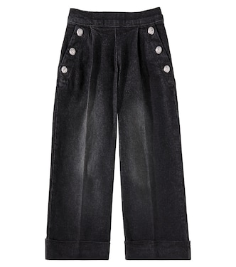 Embellished wide-leg jeans | Balmain Kids