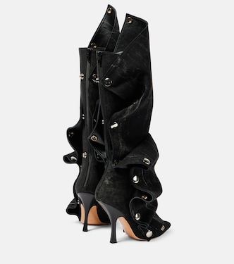 Snap denim knee-high boots in black - Y Project | Mytheresa