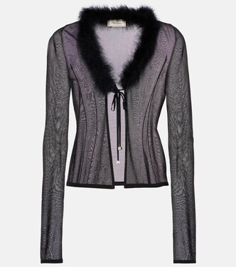 Feather-trimmed cardigan | Blumarine