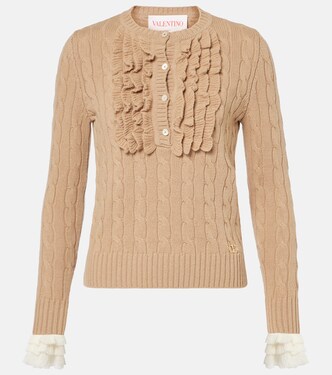 Ruffled cable-knit virgin wool sweater | Valentino