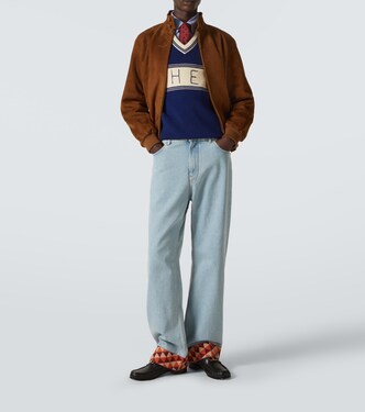 Chez Valentino wool and cotton sweater in blue - Valentino | Mytheresa