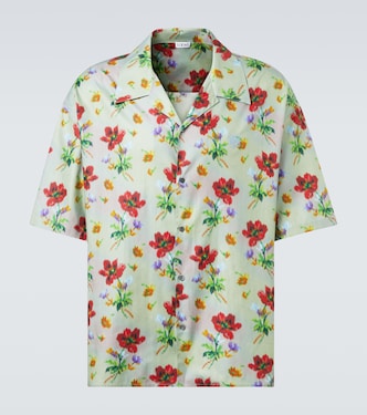 Floral cotton and silk twill bowling shirt | Loewe