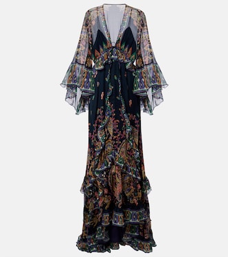 Paisley tiered silk chiffon gown | Etro