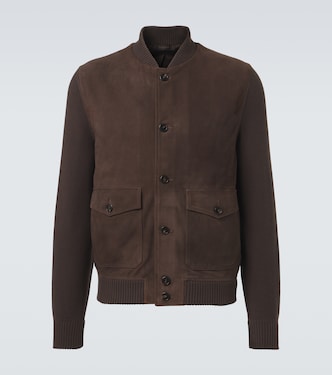 Cotton-trimmed suede bomber jacket | Slowear