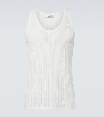 Pointelle cotton and linen tank top | Commas
