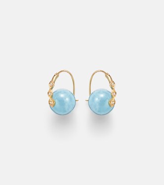 Boucles d’oreilles en or 14 ct (585/1000) avec diamants et aigue-marines | Sydney Evan