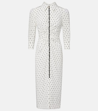 폴카 도트 실크 크레이프 드 신 셔츠 드레스 | Carolina Herrera