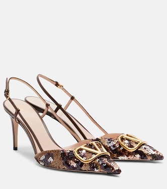 Signature VLogo sequined slingback pumps | Valentino Garavani