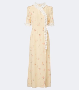 Robe midi en soie à fleurs  | Alessandra Rich