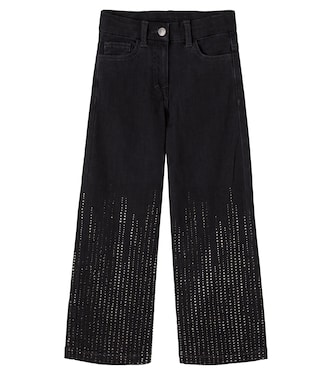 Embellished wide-leg jeans | Monnalisa