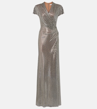 Gathered rhinestone-embellished gown | Self-Portrait