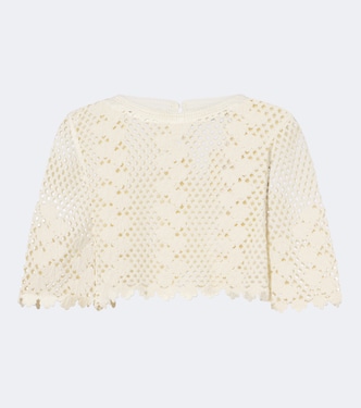 Saskia cropped crochet cotton top | Posse