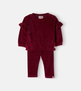 Baby cotton-blend velvet sweatshirt and pants set | Cozmo