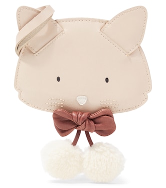 Pua pompom-trimmed metallic leather backpack | Donsje