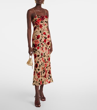 Sheer floral velvet devoré slip dress in beige - Rodarte | Mytheresa