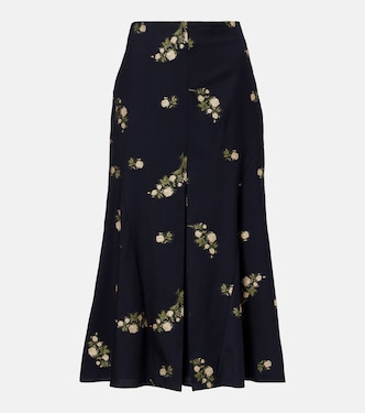 Jupe midi en jacquard à fleurs | Erdem