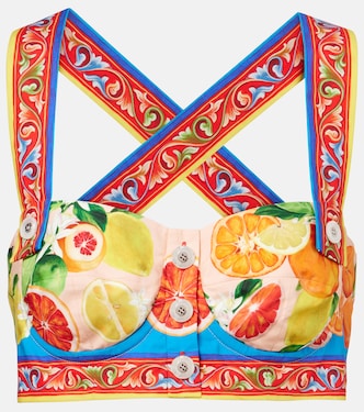 Taormina printed cotton bra top  | Dolce&Gabbana
