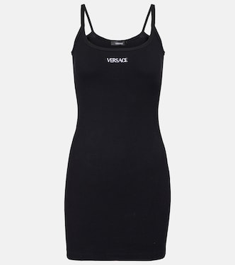 Logo cotton-blend minidress | Versace