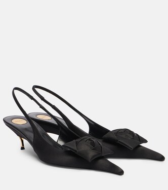 Dakota 50 crêpe satin slingback pumps | Saint Laurent