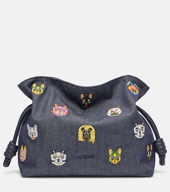 x Louis Wain Flamenco Cats Medium canvas clutch | Loewe