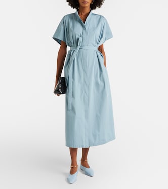 Belted cotton poplin shirt dress in blue - Jil Sander | Mytheresa