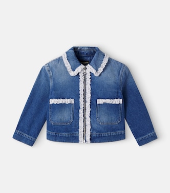 Lace-trimmed denim jacket | Dolce&Gabbana Kids