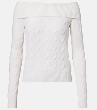Cable-knit off-shoulder cashmere sweater | Ralph Lauren Collection