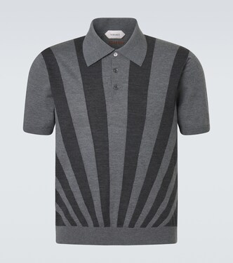 Intarsia striped virgin wool polo shirt | Versace