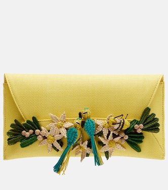 Birdsong Small raffia clutch | Aquazzura