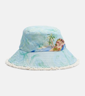 Printed linen bucket hat | Alémais