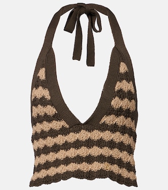 Striped knitted cotton crop top | Valentino