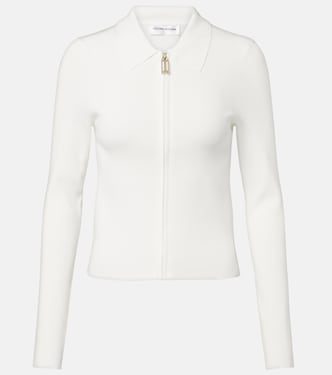 Mila ribbed-knit zip-up top | Victoria Beckham