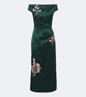 Embellished floral appliqué satin cocktail dress | Erdem