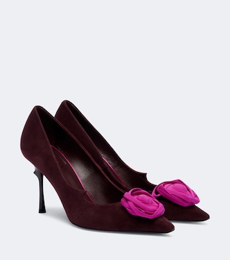 Rose Vivier floral-appliqué suede pumps | Roger Vivier