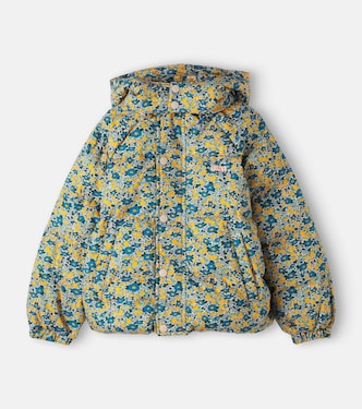 Floral hooded cotton puffer jacket | Tinycottons