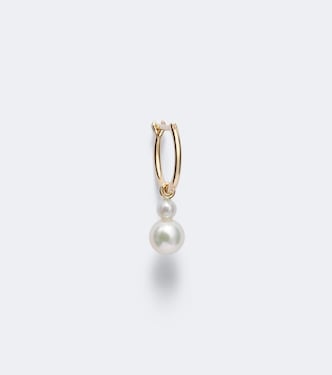 14kt gold single hoop earring with freshwater pearls | Sophie Bille Brahe