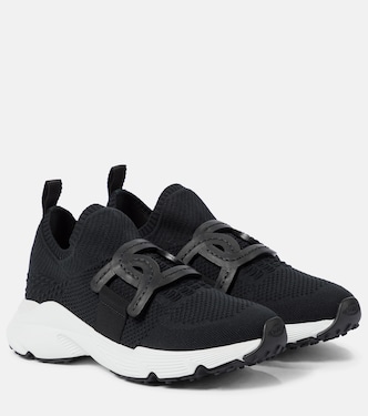 Leather-trimmed knit sneakers | Tod's