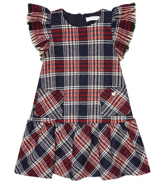 Checked cotton-blend dress | Monnalisa