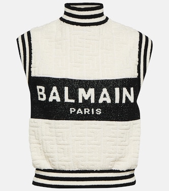 Logo jacquard bouclé top | Balmain