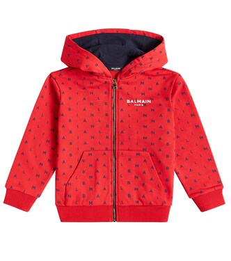 Logo cotton zip-up hoodie | Balmain Kids