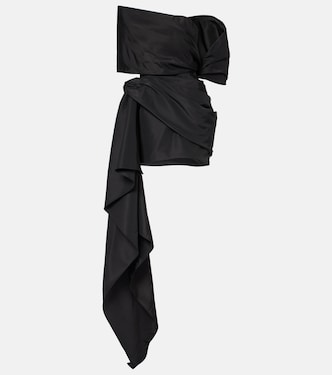 فستان قصير بقصّة غير متماثلة وأكتاف مكشوفة | Oscar de la Renta