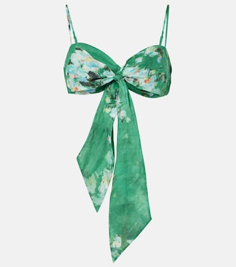 Everley draped bow-detail ramie bralette | Zimmermann