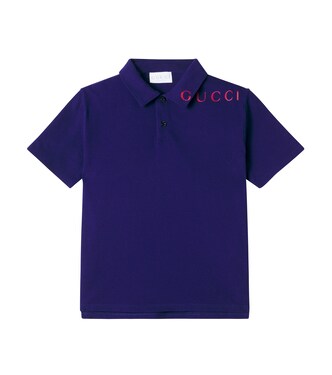 Logo cotton-blend polo shirt | Gucci Kids