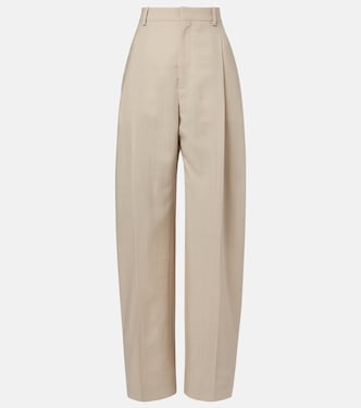 Pantalon droit à taille mi-haute en laine | Wardrobe.NYC