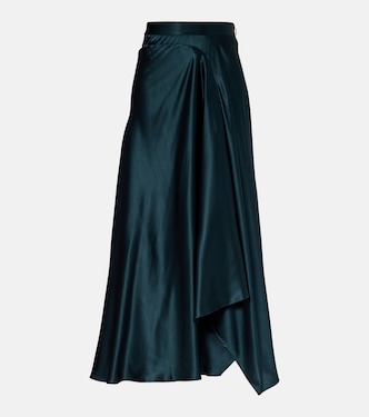 Asha asymmetric silk satin maxi skirt | Roksanda
